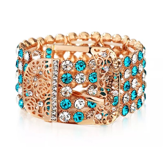 Swarovski Crystals Blue Buckle Bracelet - Picture 1 of 5
